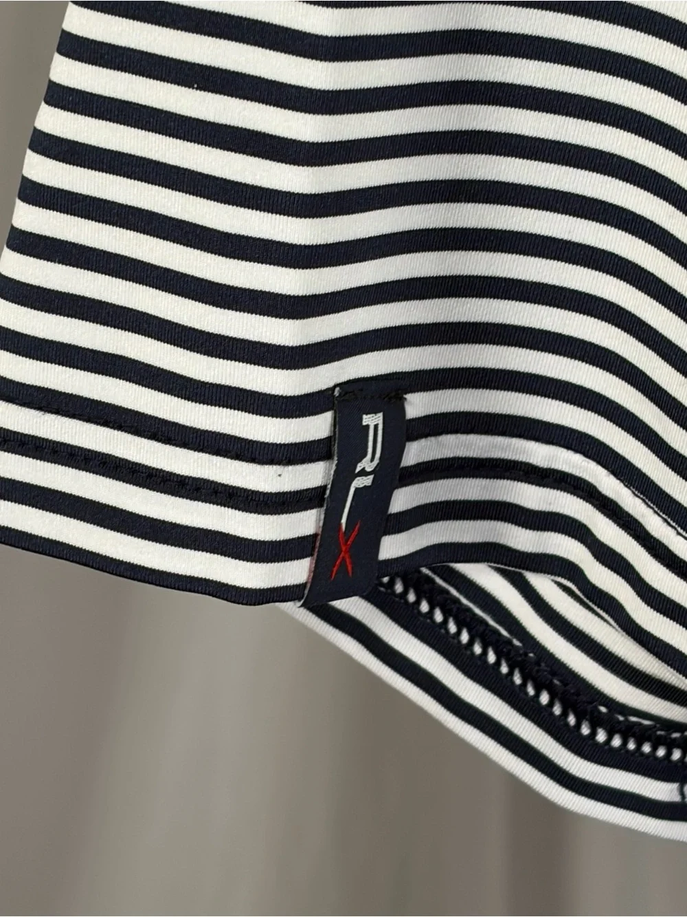 Ralph Lauren RLX Men’s Polo Performance Golf Shirt Navy Blue & White Stripe XL